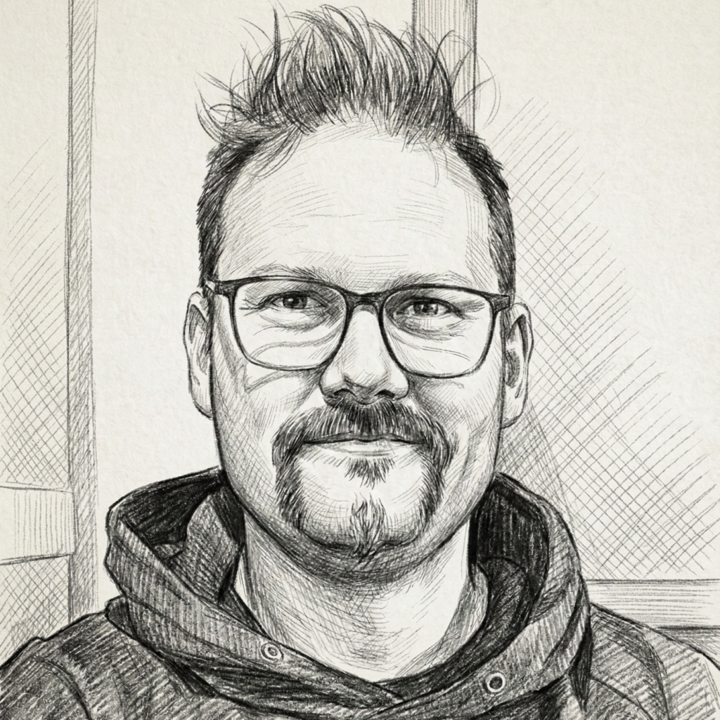 Hier ist Martin Dümmer im Stil "gezeichnet" zu sehen